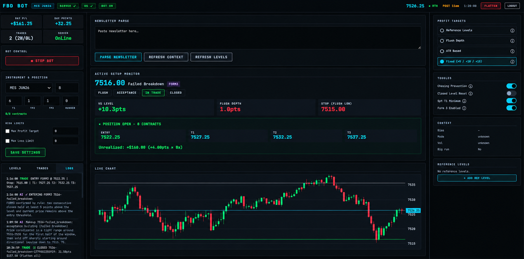 FBD Bot live execution preview